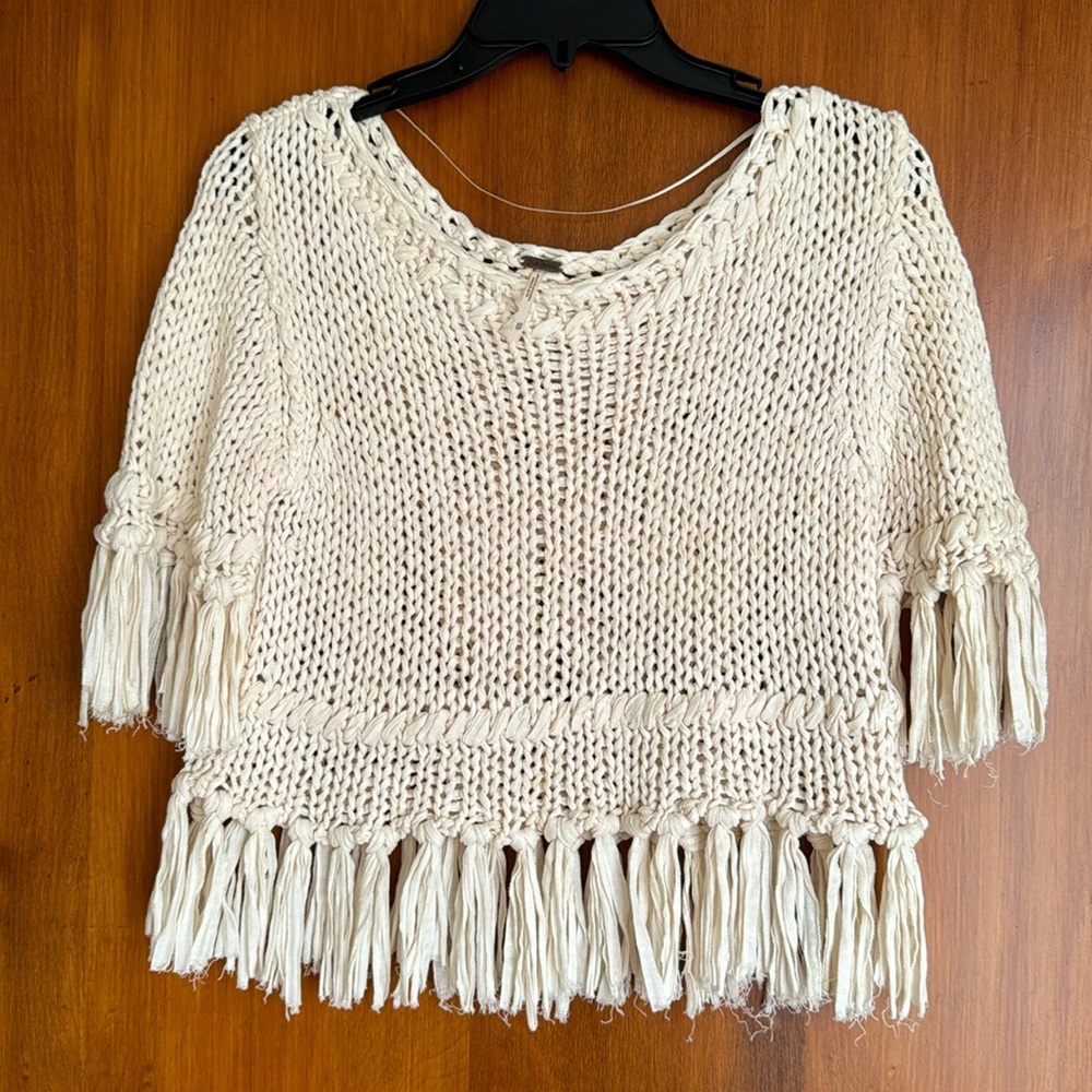 Free People open crochet top with loose fit - XS